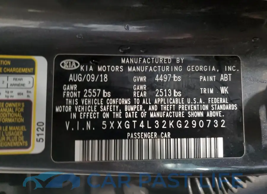 5XXGT4L32KG290732# 12