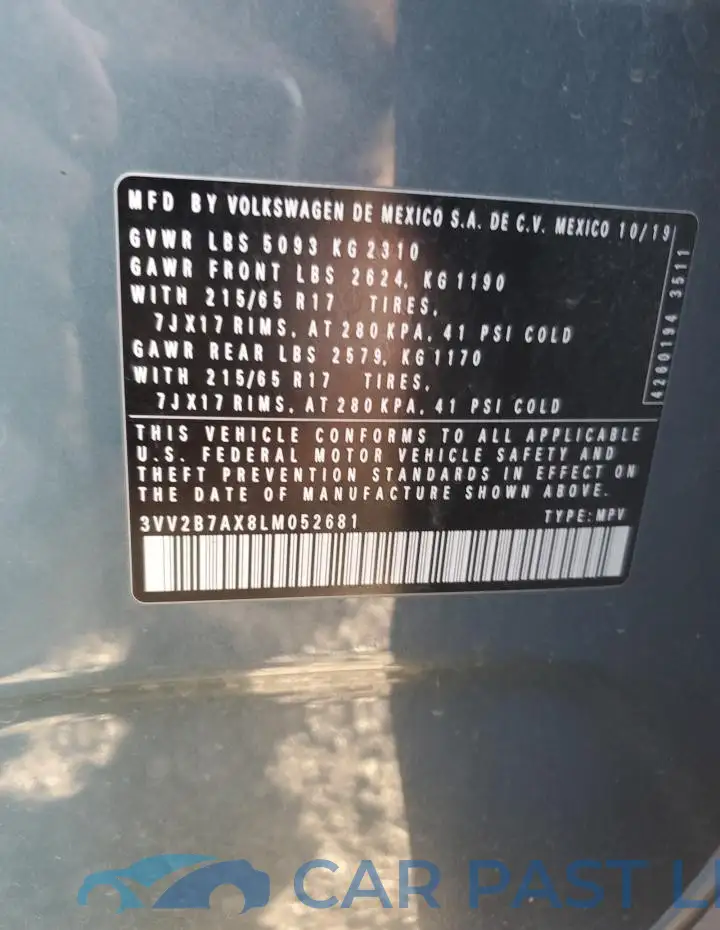 3VV2B7AX8LM052681# 13