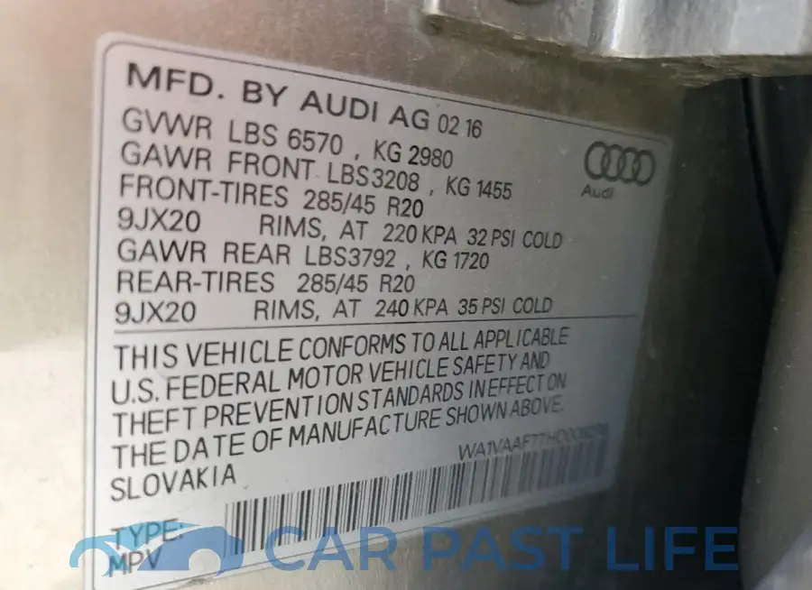 WA1VAAF77HD008298# 14