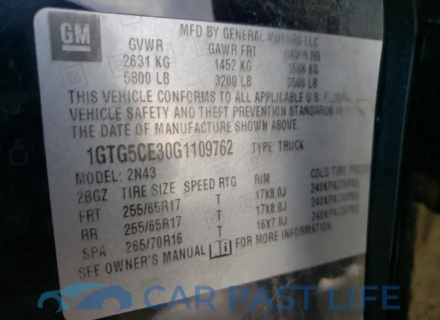 1GTG5CE30G1109762# 13