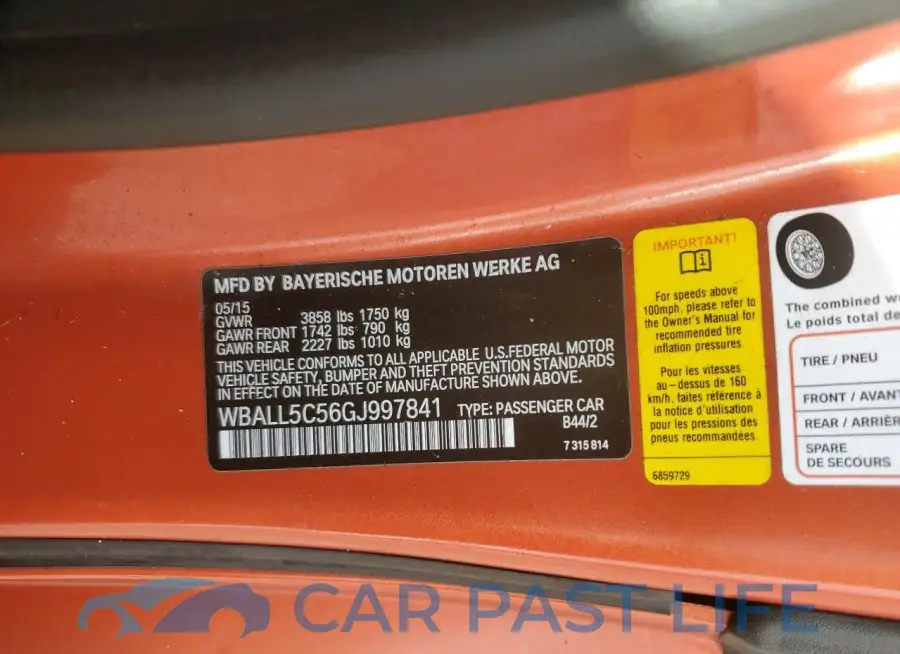 WBALL5C56GJ997841# 12