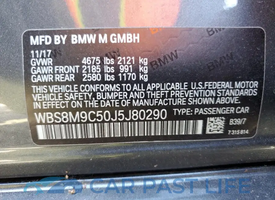 WBS8M9C50J5J80290# 12