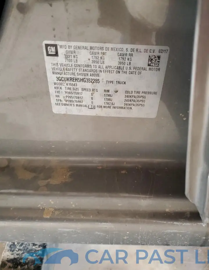 3GCUKREH5HG352285# 13