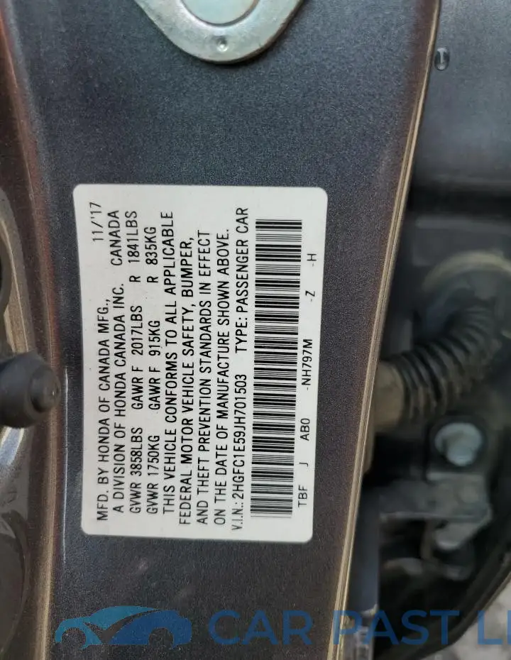 2HGFC1E59JH701503# 12