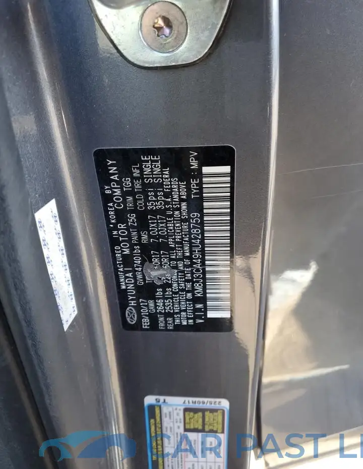KM8J3CA49HU428759# 12
