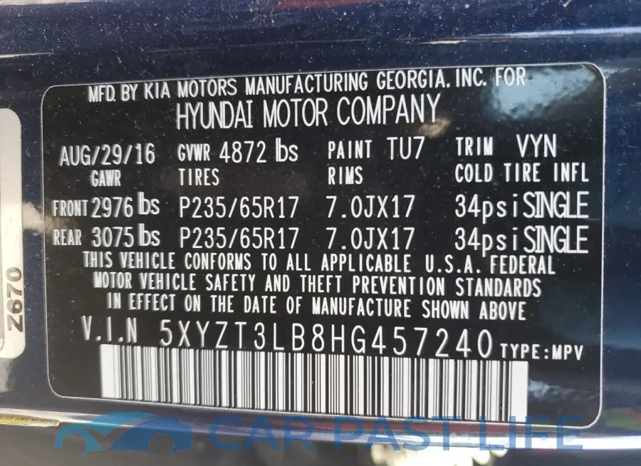 5XYZT3LB8HG457240# 14