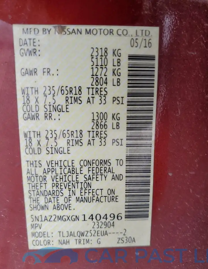 5N1AZ2MGXGN140496# 13