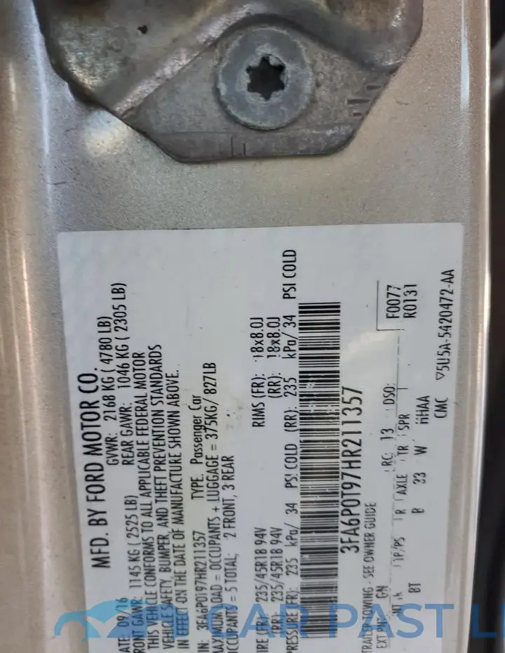 3FA6P0T97HR211357# 12