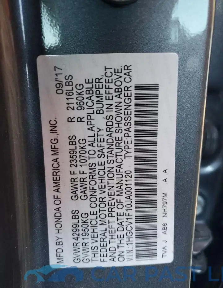 1HGCV1F10JA001120# 12