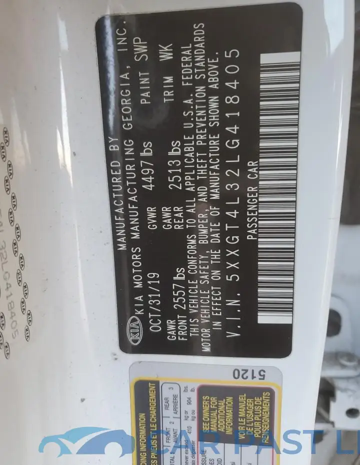 5XXGT4L32LG418405# 12
