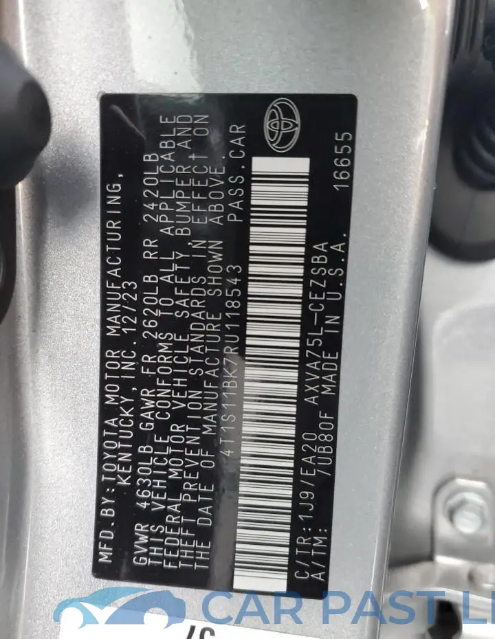 4T1S11BK7RU118543# 12