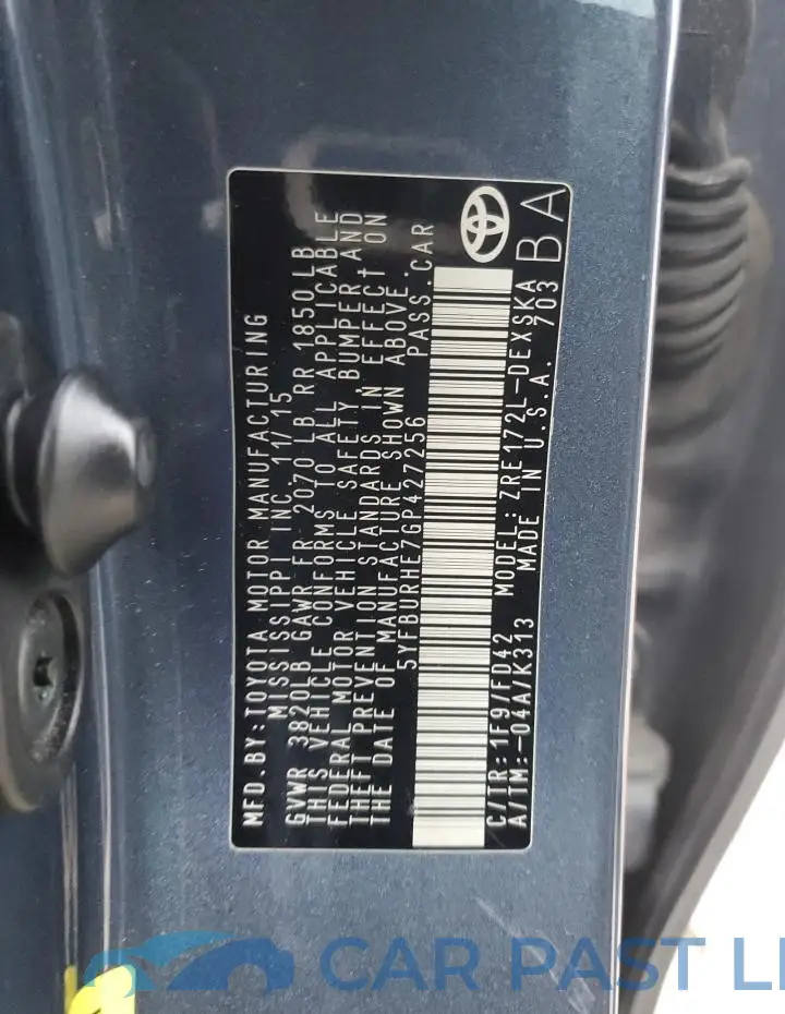 5YFBURHE7GP427256# 12