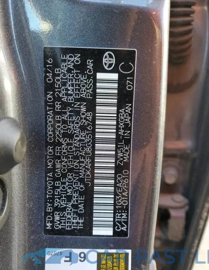 JTDKARFU8G3516748# 12
