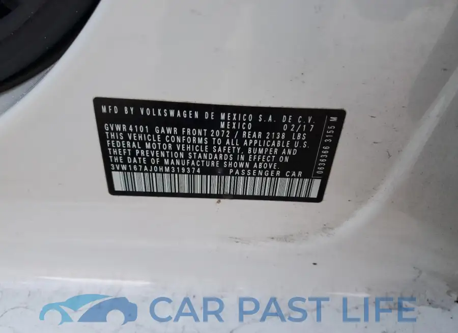 3VW167AJ0HM319374# 12