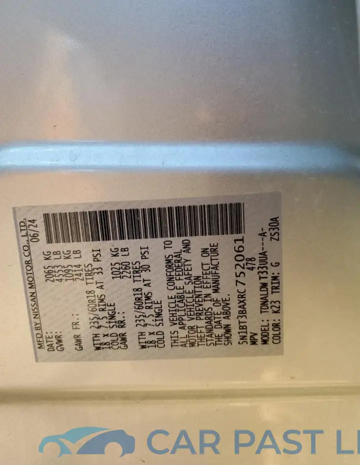 5N1BT3BAXRC752061# 14