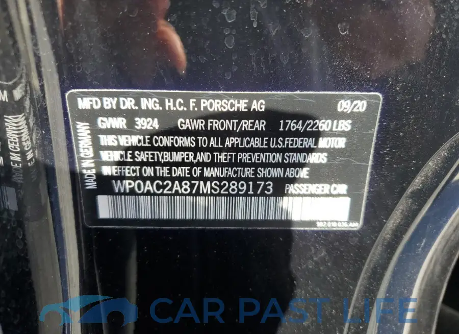 WP0AC2A87MS289173# 12