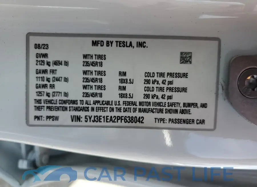 5YJ3E1EA2PF638042# 12