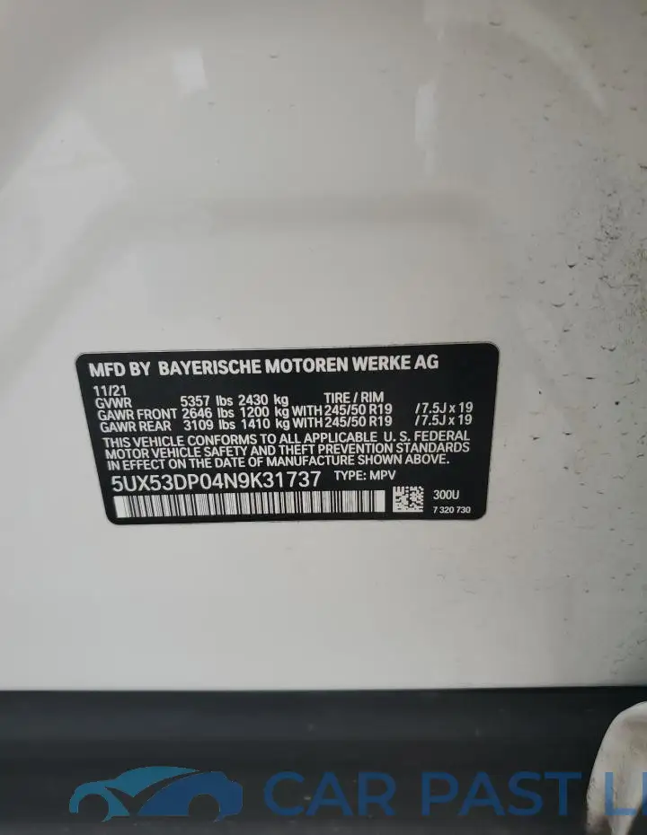 5UX53DP04N9K31737# 13
