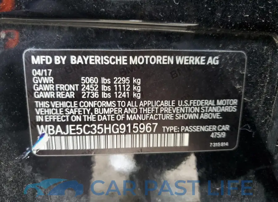 WBAJE5C35HG915967# 13