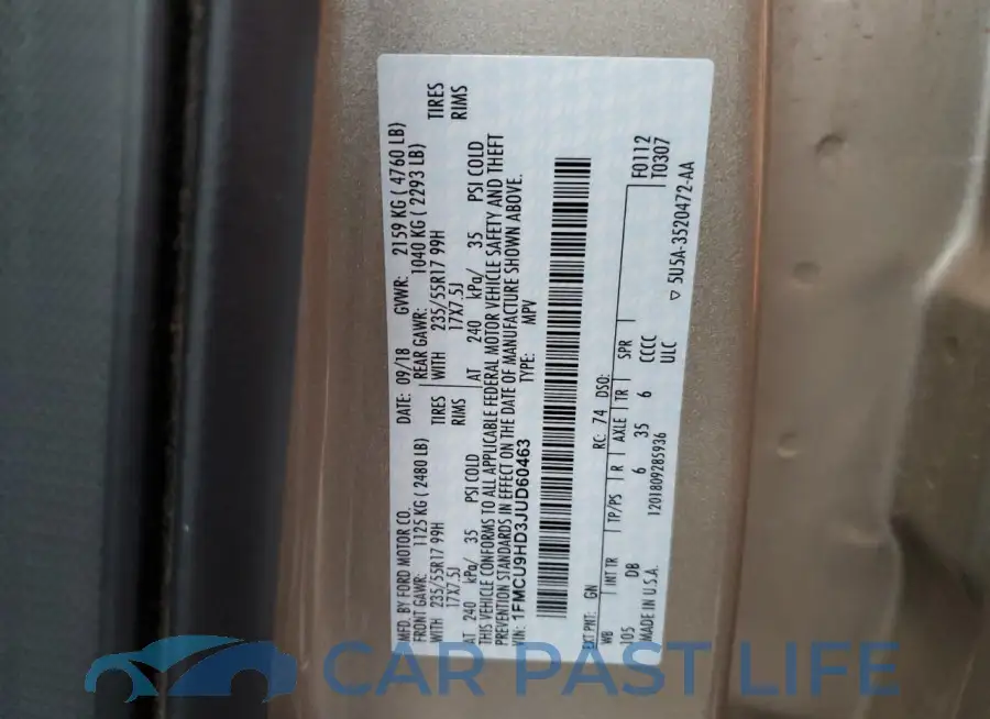 1FMCU9HD3JUD60463# 12