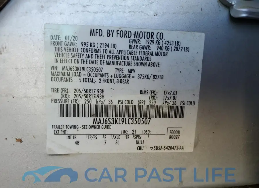 MAJ6S3KL9LC350507# 14