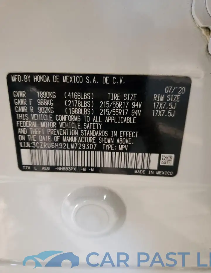 3CZRU6H92LM729307# 13