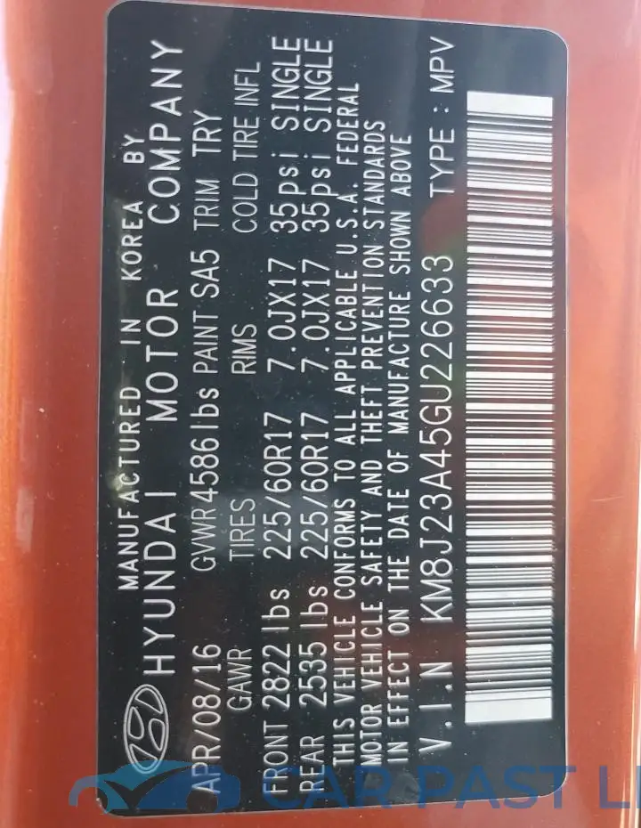 KM8J23A45GU226633# 13