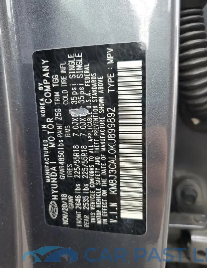 KM8J3CAL0KU899892# 13