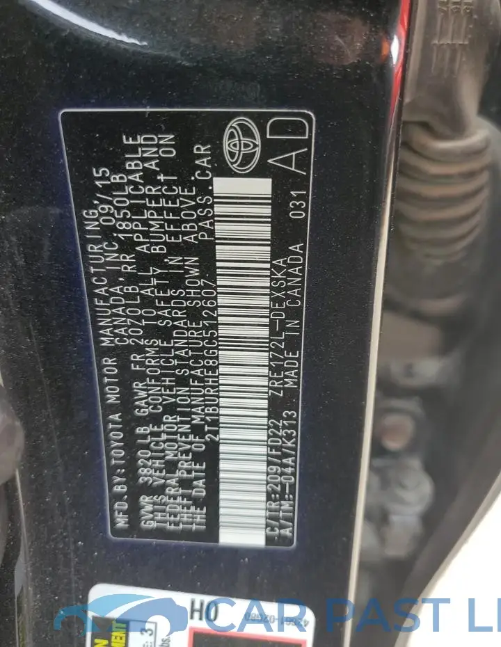 2T1BURHE8GC512607# 12