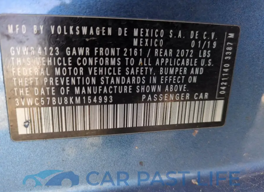 3VWC57BU8KM154993# 12
