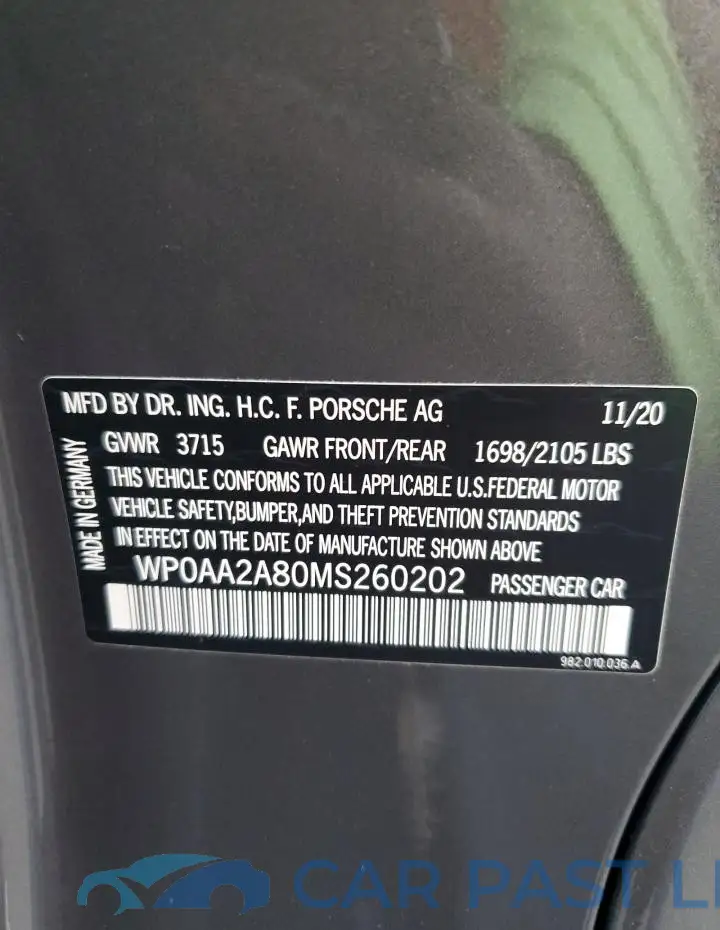 WP0AA2A80MS260202# 13