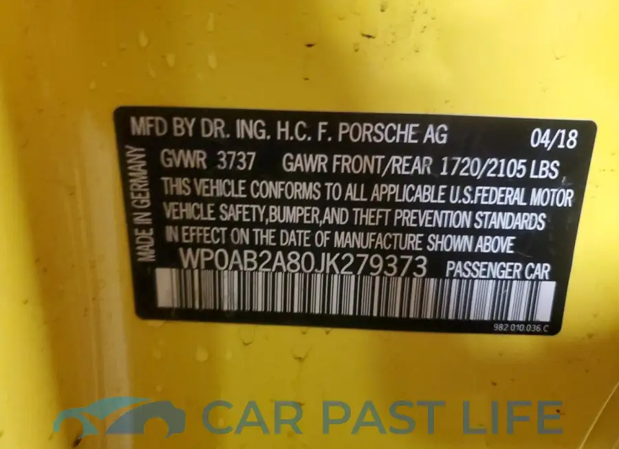 WP0AB2A80JK279373# 13