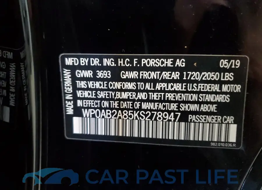 WP0AB2A85KS278947# 12