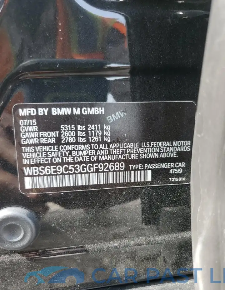 WBS6E9C53GGF92689# 12