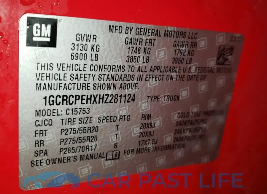 1GCRCPEHXHZ281124# 12