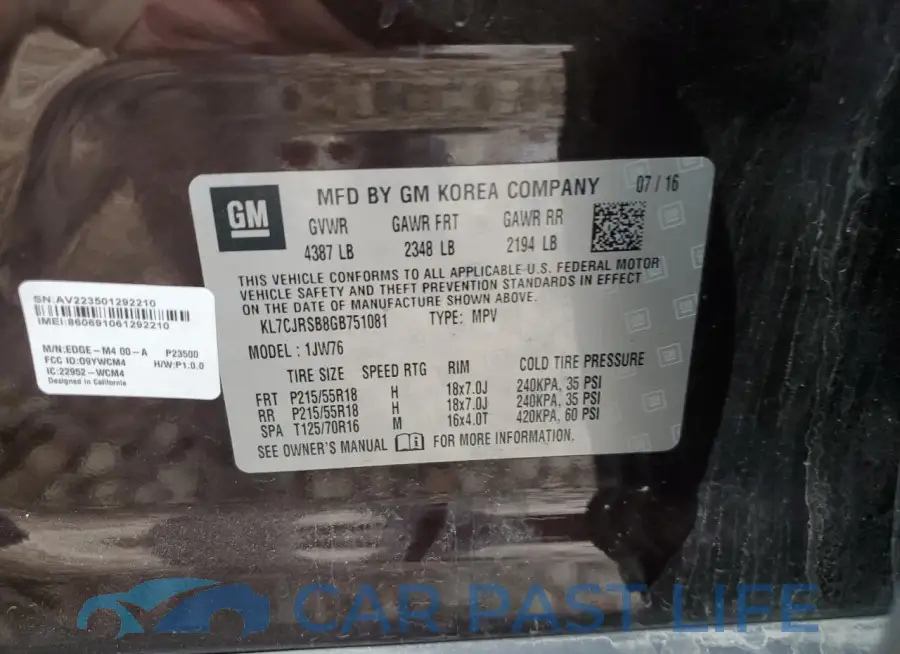 KL7CJRSB8GB751081# 13