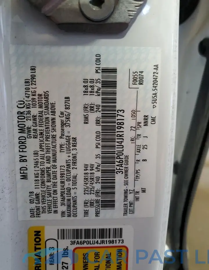 3FA6P0LU4JR198173# 12