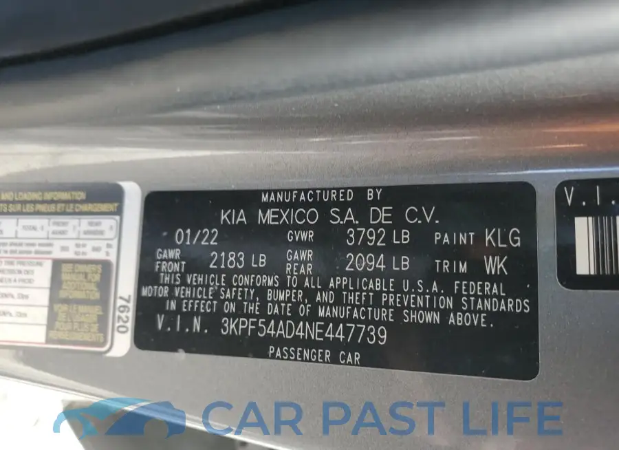 3KPF54AD4NE447739# 12