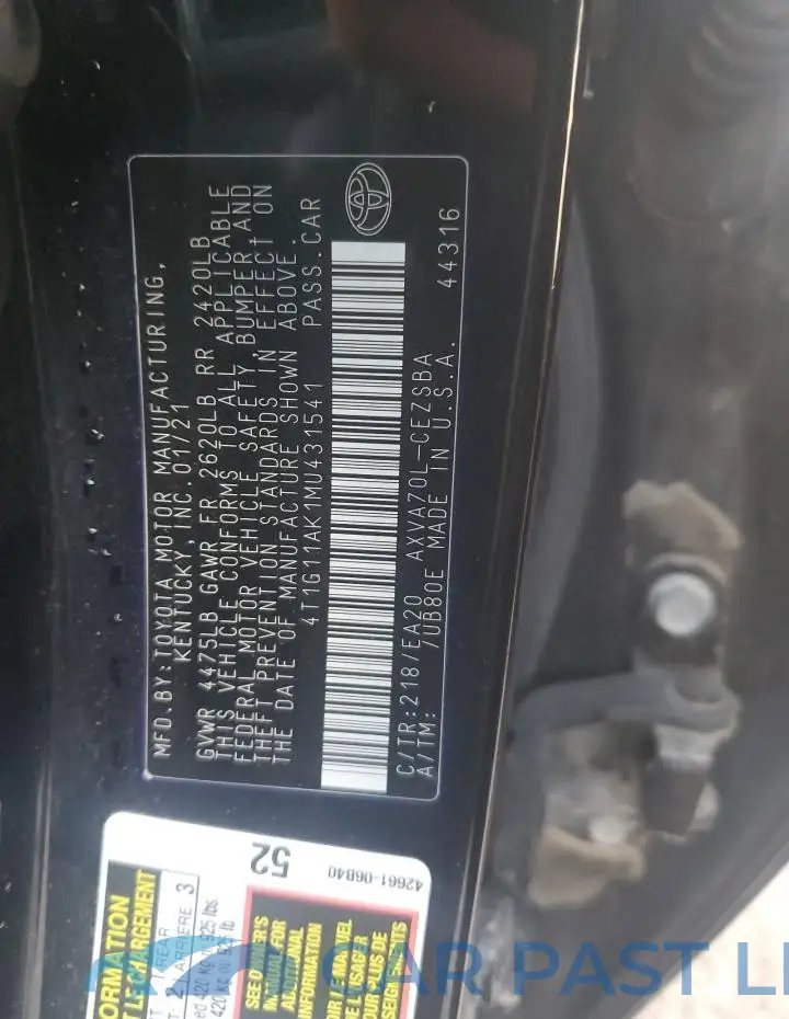 4T1G11AK1MU431541# 12
