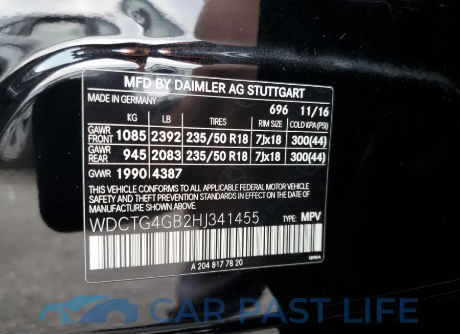 WDCTG4GB2HJ341455# 14