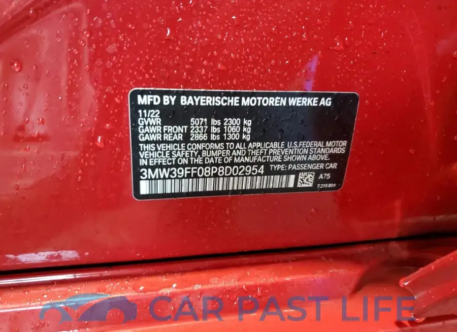 3MW39FF08P8D02954# 12