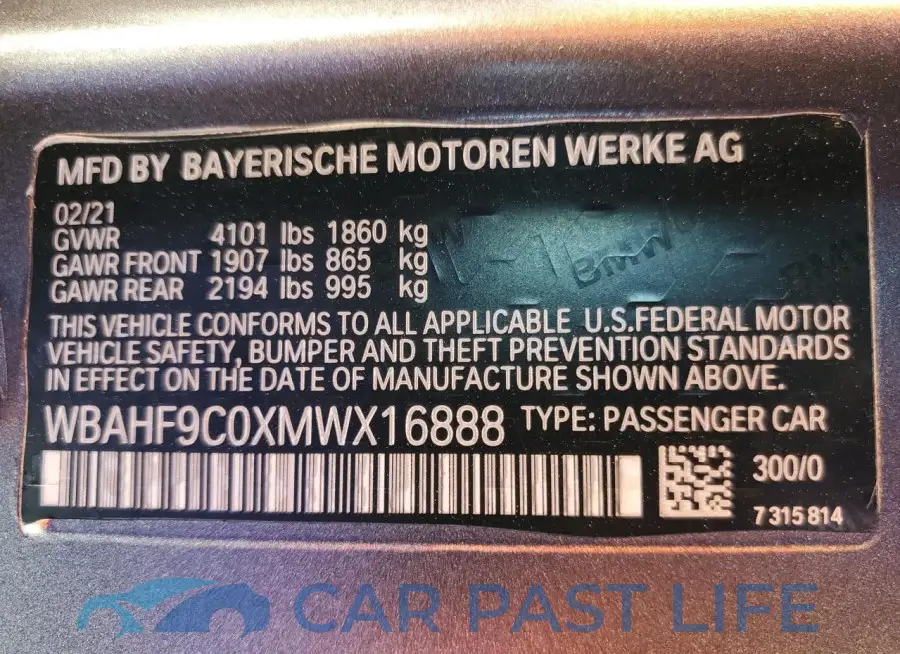 WBAHF9C0XMWX16888# 13