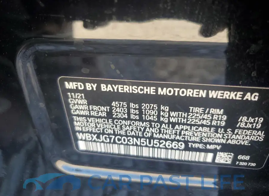 WBXJG7C03N5U52669# 13