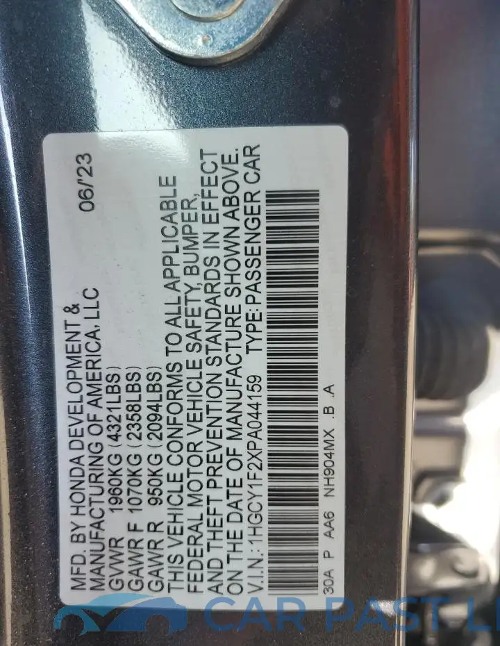 1HGCY1F2XPA044159# 13