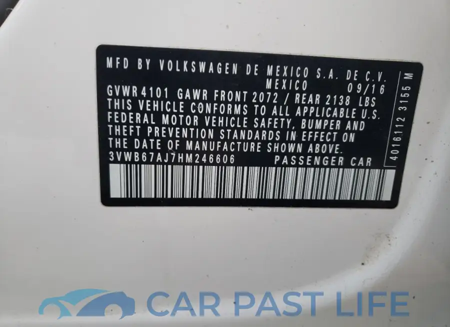 3VWB67AJ7HM246606# 12