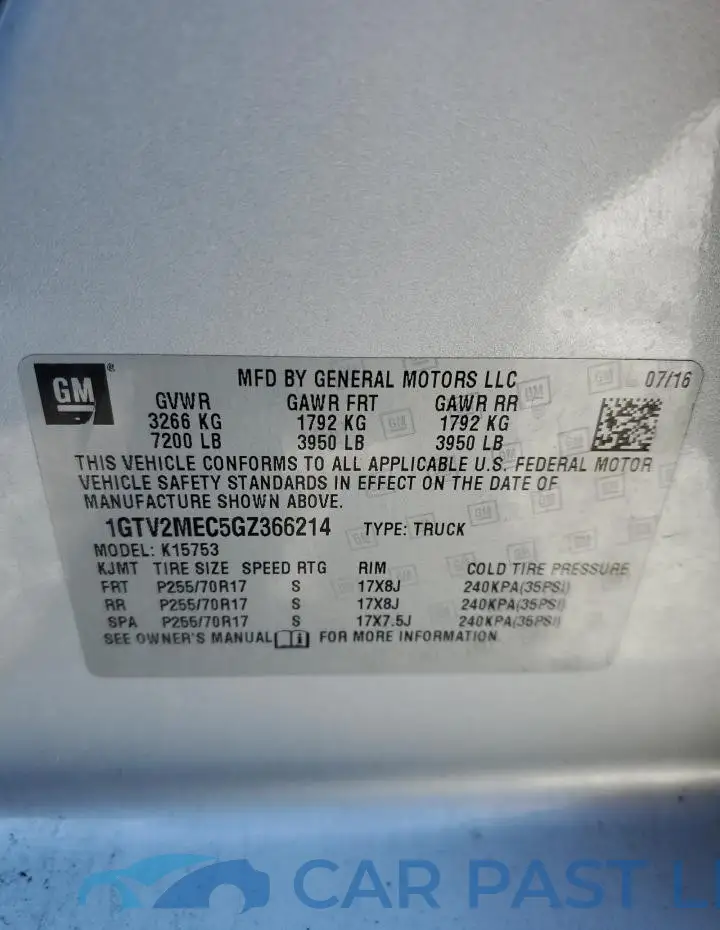 1GTV2MEC5GZ366214# 12