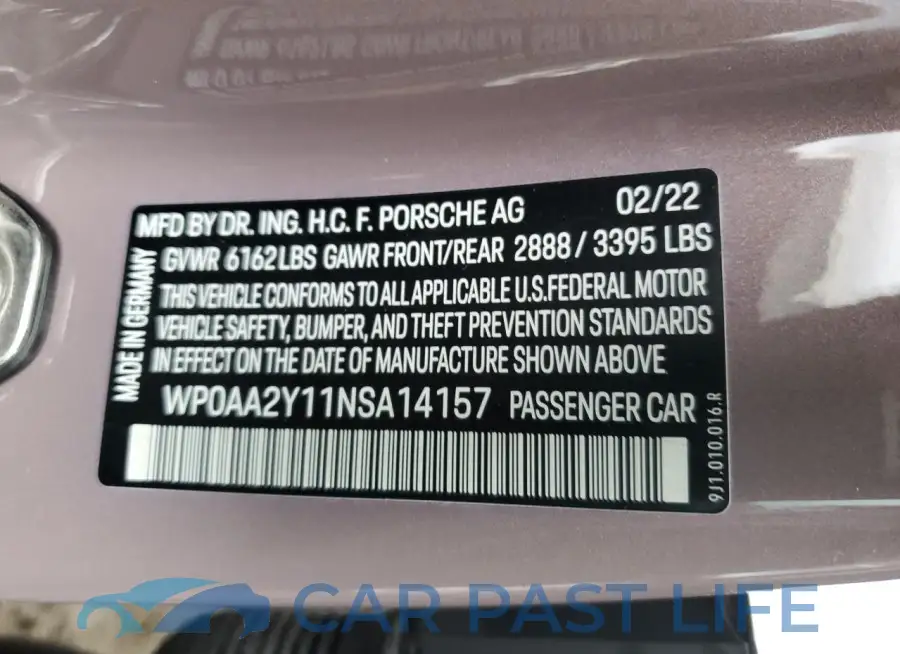 WP0AA2Y11NSA14157# 13