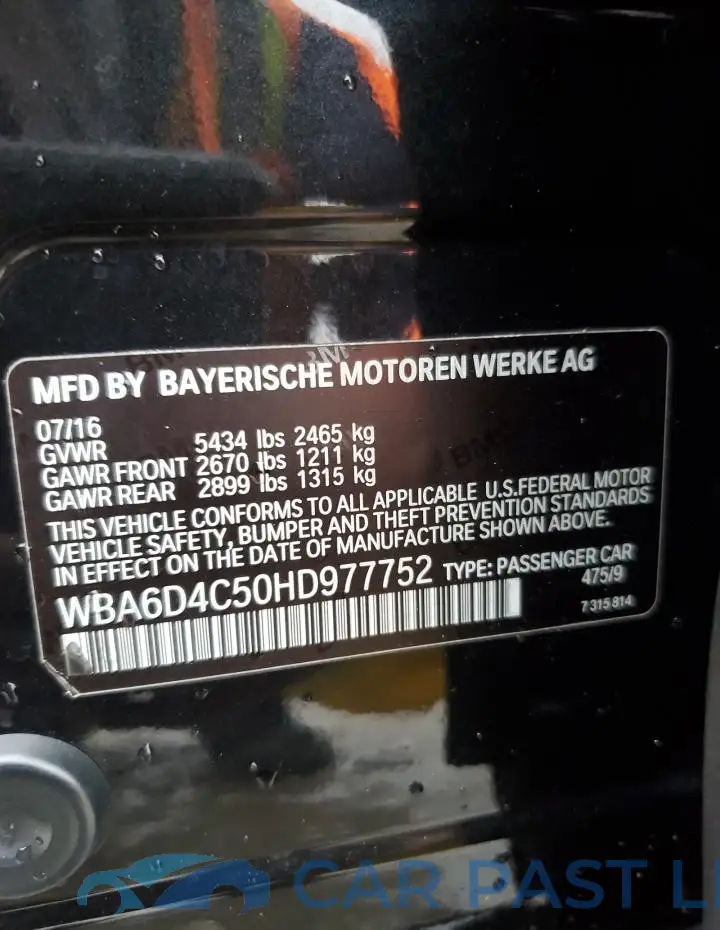 WBA6D4C50HD977752# 12