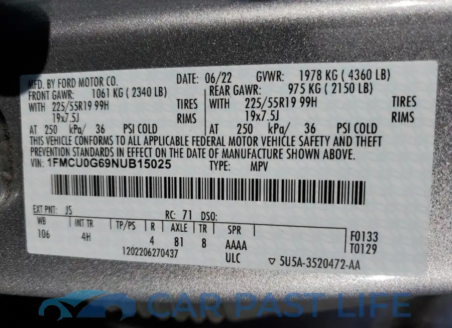 1FMCU0G69NUB15025# 14