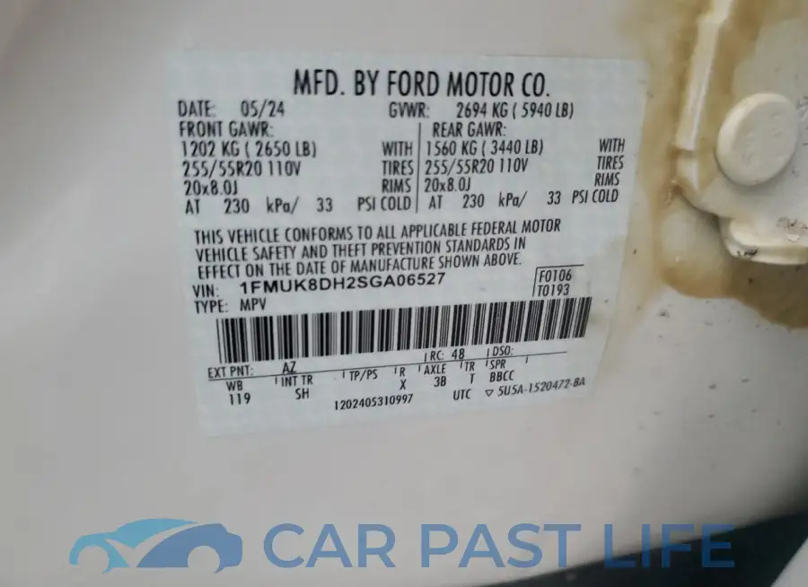 1FMUK8DH2SGA06527# 13